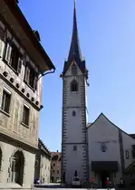 Stein am Rhein, die evangelische Stadtkirche aus dem 12.Jahrhundert, Sept.2026