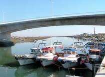 TAVIRA (Concelho de Tavira), 03.02.2005, Blick auf den Rio Gil�o und die neue Stra�enbr�cke, die Ponte dos Descobrimentos