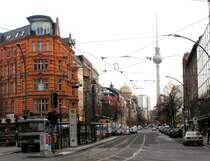BERLIN, 17.11.2004, Blick von der Friedrichstrae in die Oranienburger Strae, im Hintergrund der Fernsehturm