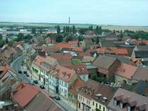 Laucha an der Unstrut - Blick vom Kirchturm Richtung Oberstadt und Obere Hauptstrae - 11.08.2004