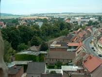 Laucha an der Unstrut - Blick vom Kirchturm Richtung Oberpromenade mit dem herrlichen Lindenbestand - 11.08.2004