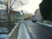 Laucha an der Unstrut - Blick �ber die Unstrutbr�cke am Wehr - Foto vom 10.01.2009