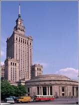 Kulturpalast und Sejm in Warschau. Scan eines Dias aus dem Jahr 1974.