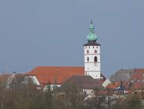 Stadtpfarrkirche  Mari� Himmelfahrt  in Tirschenreuth von S�dwesten gesehen, 4.4.2009