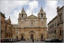 Die Kathedrale St. Peter and Paul in Mdina, der frheren Hauptstadt Maltas, wurde 1702 fertiggestellt. 20.03.2009