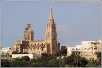 Die neugotische Kirche Our Lady of Lourdes wurde 1888 in Mgarr errichtet. 27.03.2009