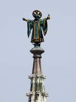 Das Mnchner Mannel auf der Spitze des Turmes vom Neuen Rathaus; Mnchen, 31.07.2009
