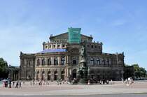 Semperoper in Dresden, wie bei vielen Objekten Baustelle bzw. Renovierungsarbeiten - 31.08.2009