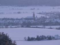 Laucha an der Unstrut - Blick vom Flugplatz auf die Kirche und die altstadt - Foto vom 02.01.2010