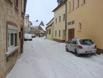 Laucha an der Unstrut - im Griff von Tief  Daisy  - Blick in die Untere Krautgasse - 09.01.2010
