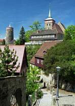 Blick von der Fischerpforte (um 1500) zur Alten Wasserkunst und Michaeliskirche; Mai 2005.