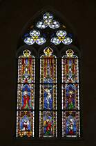 Kappel am Albis, ehemalige Zisterzienserabtei. Obergadenfenster an der Nordwand im Mittelschiff. Wunderschne hochgotische Glasmalerarbeit (Anf. 14. Jh.), 21. Mrz 2010, 17:14