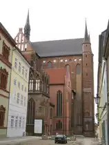 Wismar; Blick vom F�rstenhof auf die St.-Georgen-Kirche 07.03.2010