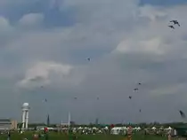 Drachen steigen lassen auf einem ehemaligen Flughafen, das gibt es so wohl nur in Berlin Tempelhof. 9.5.2010