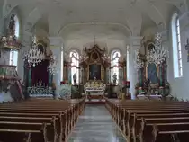 Ringsheim in der Ortenau,
Innenansicht der sp�tbarocken Kirche St.Johann,
Mai 2010