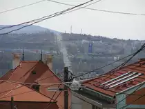 UltraZoom Foto von dem Autobahnausgang (nr. 58).  Foto: Pcs, Ungarn. April 2010