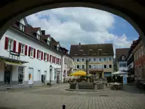 M�llheim im Markgr�flerland,
der Marktplatz, von hier wurde 1848 die badische Revolution ausgerufen,
Juni 2010