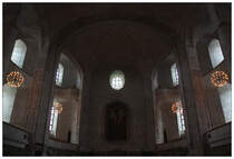 Blick ins innere der Dresdener Kreuzkirche. Beim Wiederaufbau in den fnfziger Jahre wurde der frhere Jugendstildekoration durch Rauhputz ersetzt. 03.08.2009 (Matthias)