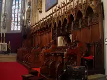 Thann im Elsa�,
St.Theobald-M�nster, das Chorgest�hl, etwa nach 1440, z�hlt zu den sch�nsten im Elsa�,
Sept.2010