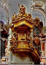 Die vergoldete Kanzel (18. Jahrhundert) im Passauer Dom St. Stephan. 16.09.2010 (Jeanny)