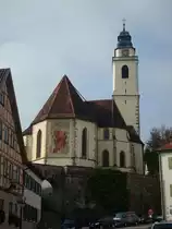 Horb am Neckar, die Stiftskirche  Zum Heiligkreuz , nach dem Stadtbrand 1728-55 im Barockstil aufgebaut, 1806 wurde der Chorherrenstift aufgel�st, heute katholische Pfarrkirche, Okt.2010