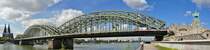 Kln Hohenzollernbrcke mit Dom und Reiterstatue in K-Deutz. Panoramaaufnahme aus 3 Einzelbildern - 21.09.2010