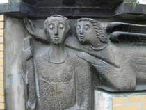 Ein Relief an einer Kirche am Pferdemarkt in Essen am 22.01.2011.