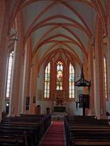 Altenburg in Thringen, Innenraum der sptgotischen dreischiffigen Hallenkirche vom Ende des 15.Jahrhunderts, Juni 2010