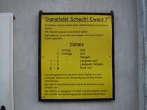 Eine alte Signaltafel fr die Seilfahrt auf dem Gelnde der ehemaligen Zeche Ewald in Herten am 22.02.2011. 