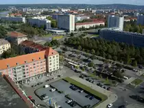 Dresden, Blick vom Rathausturm auf den Pirnaischen Platz und den Stadtteil Johannstadt, Juni 2010