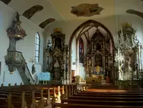 Kirchzarten, der barocke Innenraum der Pfarrkirche St.Gallus, M�rz 2011