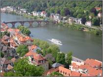 Blick auf den Neckar vom Schlo� aus. Oben links ist gut die Alte Br�cke zu erkennen. (11.05.2006)