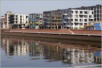 Neu errichtete sogenannte Porthuser am Europahafen in der berseestadt in Bremen. Im Satellitenmodus der Karte kann man sehen, wie es vor noch gar nicht allzu langer Zeit dort ausgesehen hat. 27.03.2011