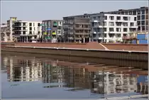 Neu errichtete sogenannte Porth�user am Europahafen in der �berseestadt in Bremen. Im Satellitenmodus der Karte kann man sehen, wie es vor noch gar nicht allzu langer Zeit dort ausgesehen hat. 27.03.2011