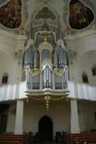 Wallfahrtskirche Mari Geburt Witzighausen, Langhaus mit Orgel, 
Landkreis Neu-Ulm (15.01.2011)