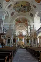 Ebersm�nster im Elsa�, die Pfeilerhalle der Barockkirche St.Mauritius ist 56m lang, der Vorarlberger Peter Thumb baute die Kirche 1720-26, Mai 2011