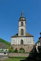 Andlau im Elsa�, die ehemalige Abteikirche St.Peter und Paul des im 11.Jahrhundert gegr�ndeten Klosters, Ende des 17.Jahrhunderts umgestaltet, Mai 2011