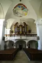 Obermedlingen, Klosterkirche Mari� Himmelfahrt, Emphore und Orgel 
Landkreis Dillingen (28.06.2011)