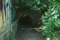 Die Mauerschleuse, eine relativ lange Fu�g�ngertunnelverbindung zwischen Kamenzer Innenstadt und dem westlichen Stadtbereich. Er unterquert das ehemalige Bahnbetriebswerk und den G�terbahnhof und ist in dieser Form der Anlage ziemlich einzigartig! (Aufnahme vom 01.07.2011)