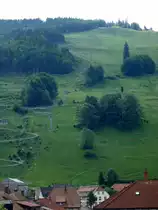 Todtnau, Blick auf das 1156m hohe Hasenhorn mit dem Doppelsessellift und der Allwetterrodelbahn, beim Bau 2004 mit 2,9Km die l�ngste in Deutschland, Juni 2010  