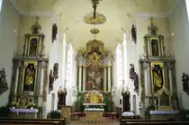 Bellamont, St. Blasius Kirche, Alt�re mit Altarbildern von Johann 
Georg Bergm�ller, Landkreis Biberach (11.08.2011)