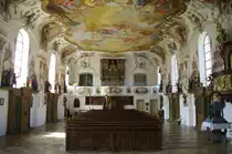 Mussenhausen, Langhaus der Wallfahrtskirche mit Fresken von J. B. Enderle und Stuck von Andreas Henkel, Landkreis Unterallg�u (14.08.2011)