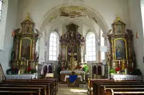 Oberauerbach, Alt�re der St. Mauritius Kirche von 1753, Landkreis Unterallg�u (14.08.2011)