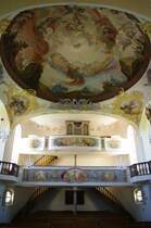 Mindelzell, Wallfahrtkirche Hl. Kreuz, Deckengemlde von Franz Martin Kuen, 
Landkreis Gnzburg (29.08.2011)
