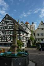 Haigerloch, Blick ber den Marktplatz zur Schlokirche, Juli 2011
