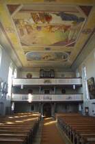 Unterthingau, St. Nikolaus Kirche, Fresken von Johann Georg Schilling, Orgel der 
Firma Ahlborn, Kreis Ostallgu (16.10.2011)