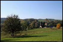 Blick vom Dorfhainer Weg auf Klingenberg (Sachsen). (22.10.2011)