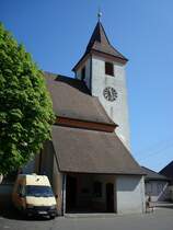 Knigschaffhausen am Kaiserstuhl, die evangelische Kirche des Ortes, Aug.2010