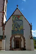 Glottertal, eine Christophorusdarstellung an der Seitenkapelle der Pfarrkirche St.Blasius, Aug.2011