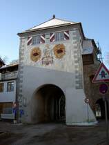 Memmingen, Lindauer Tor, erbaut 1371, gotischer Torturm (15.01.2012)